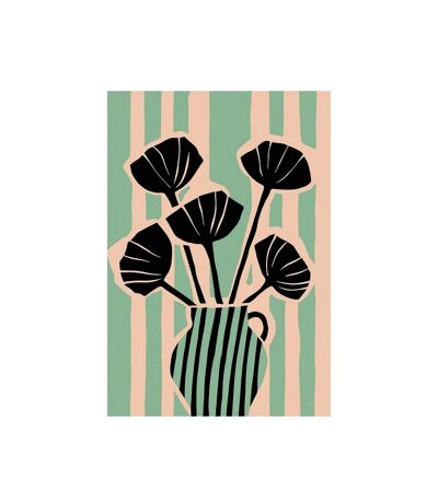 Treechild Still Life No 1 Striped Print (Black/Cream/Green) (50cm x 40cm)