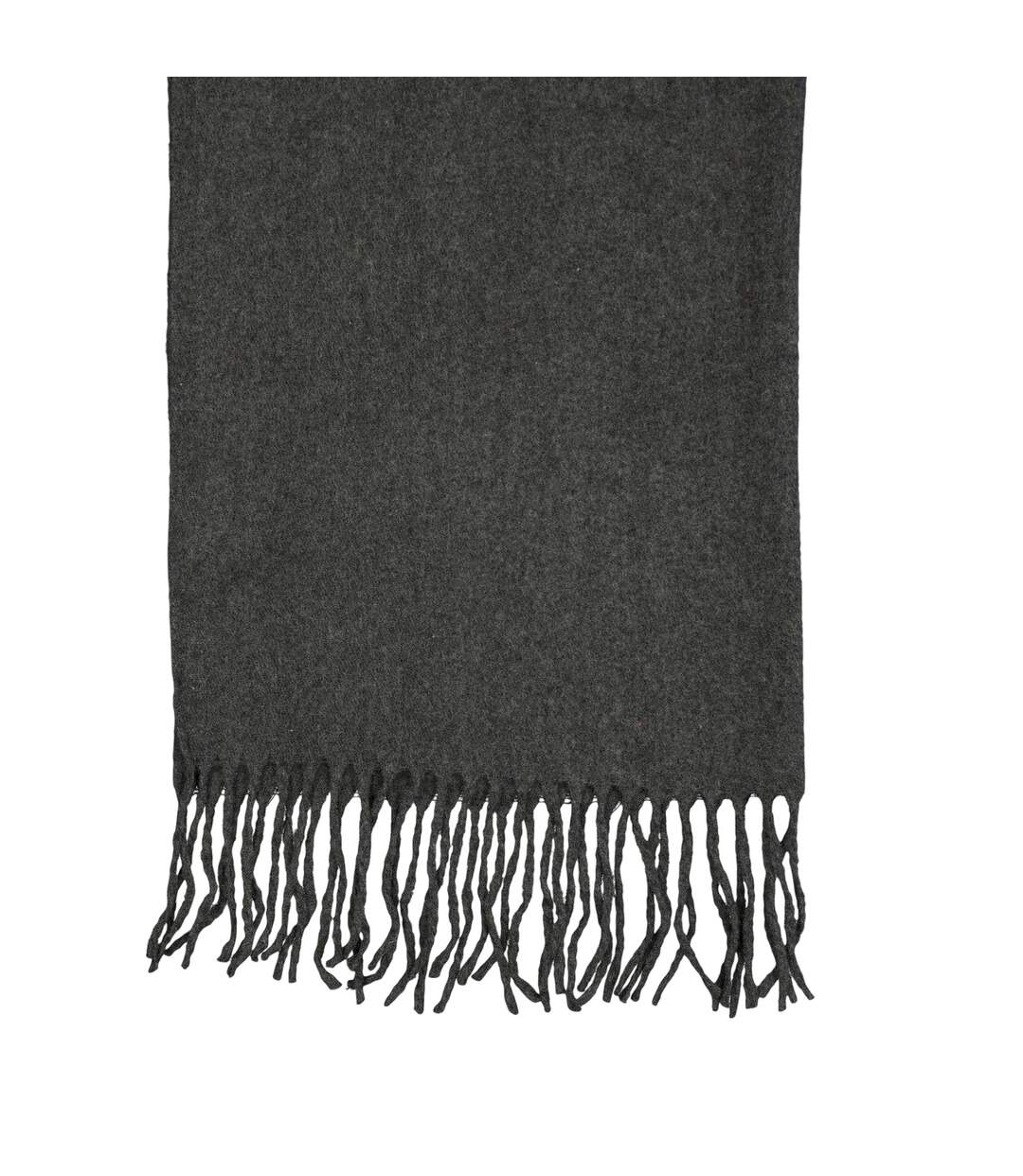 Solid Fringed Scarf One Size Dark Grey Melange Pieces-2