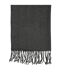 Solid Fringed Scarf One Size Dark Grey Melange Pieces-2