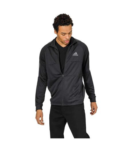 Mens Sereno 3 Stripes Aeroready Slim Track Jacket Black Adidas