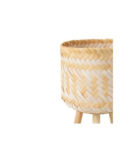 Lot de 3 Cache-Pots sur Pied Baudoin 66cm Naturel & Blanc
