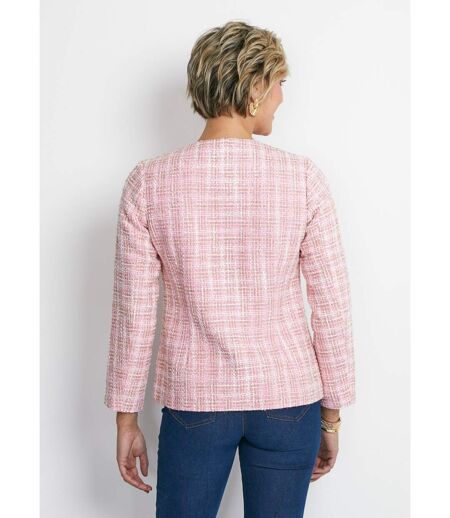 Veste courte sans col tissu effet tweed