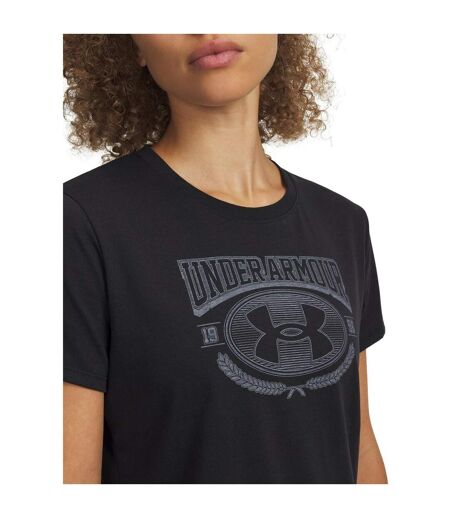 Womens/ladies Varsity T-shirt Black White Under Armour