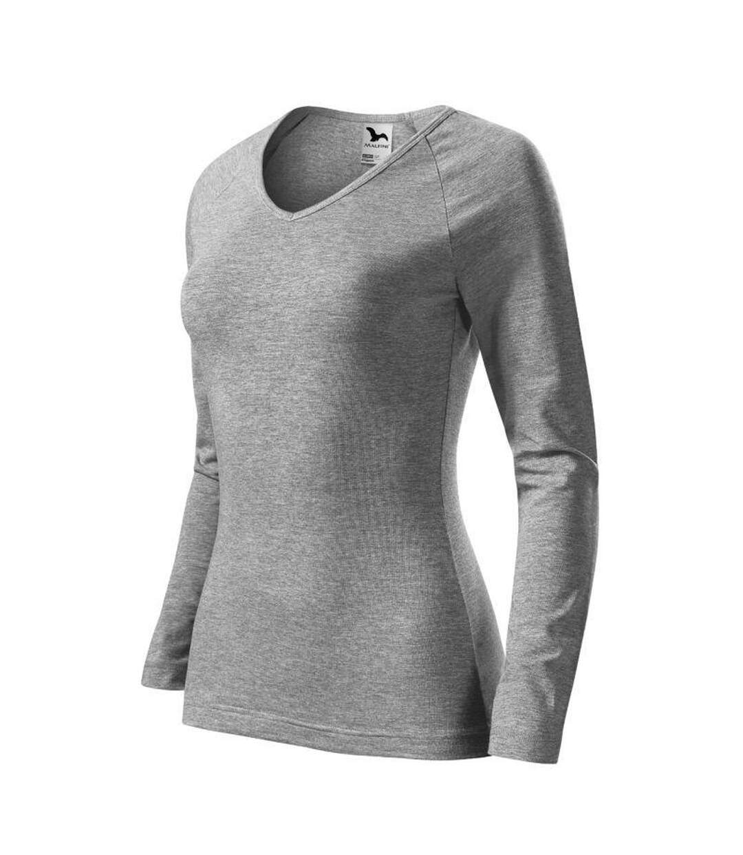 T-shirt Manches Longues Elegance Femme Gris Malfini-3
