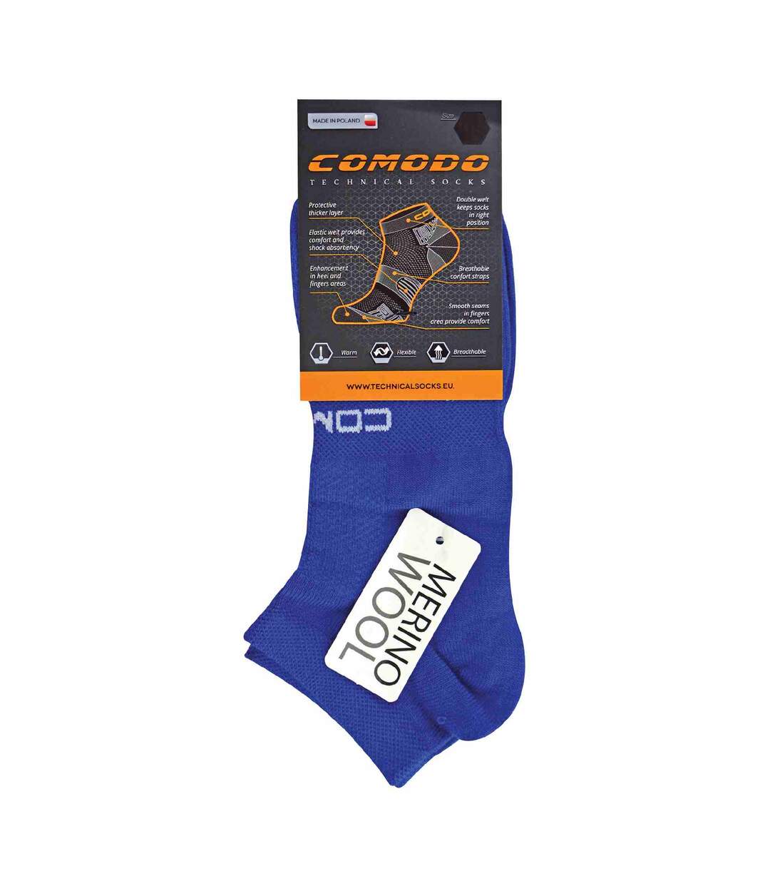 COMODO - 1 Paire Chaussettes Homme Running Merino Anti-Ampoules-2
