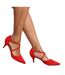 Womens/ladies Faux Suede Crossover Strap Low Kitten Heel Sandals Red Where´s That From-1