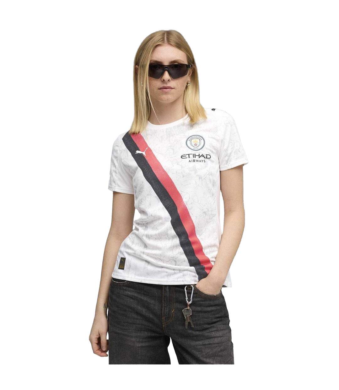 Womens/ladies Kidsuper Manchester City Fc Performance Football Jersey White Black Puma-4