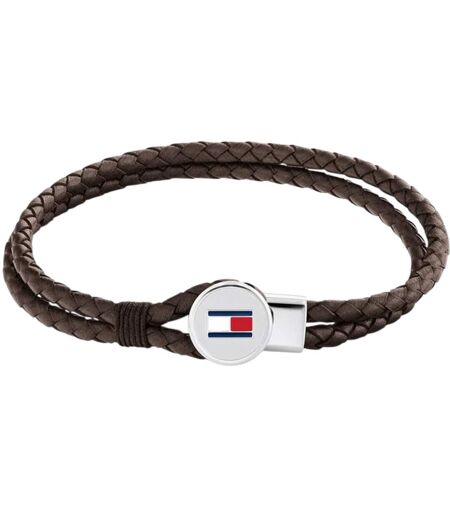 Mens Leather Braided Bracelet One Size Brown Tommy Hilfiger