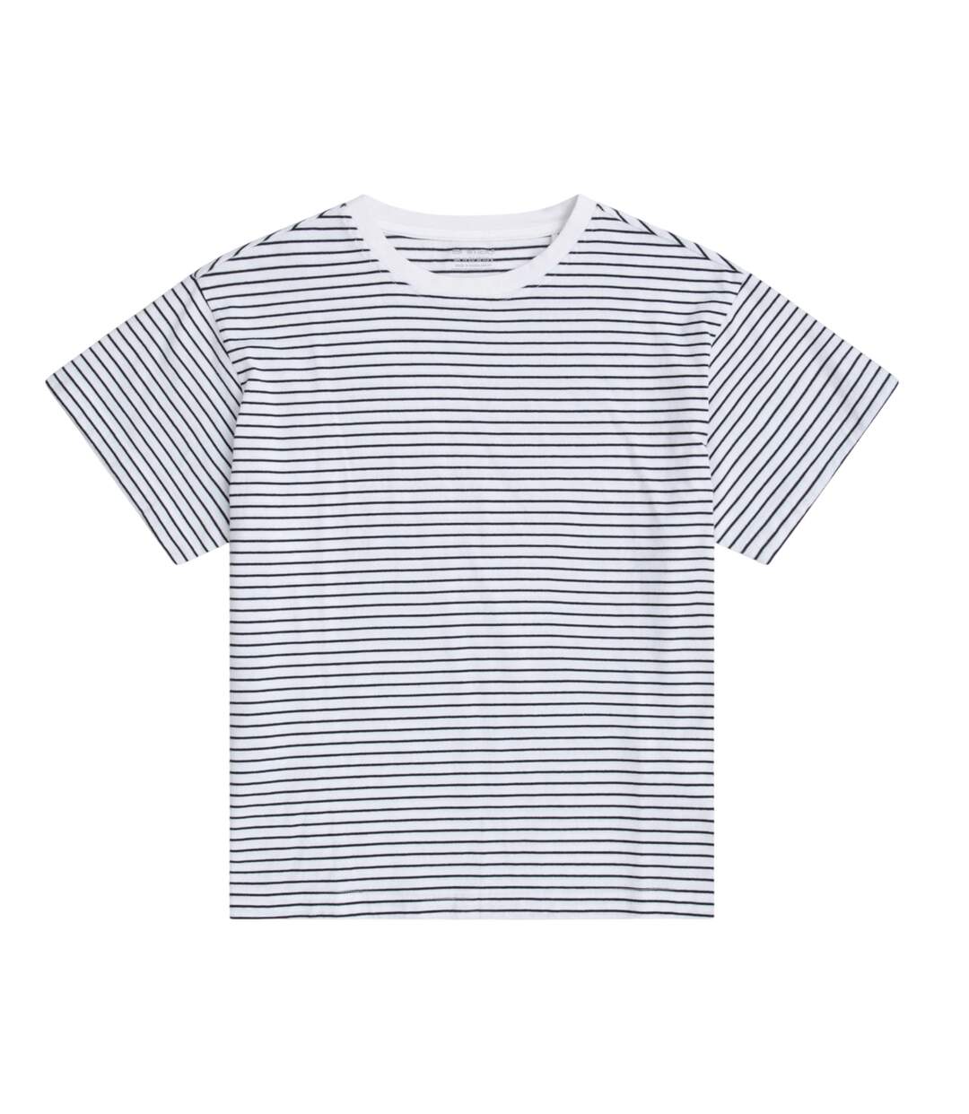 T-shirt Motif/style Rayures Contrastées Idol Femme Blanc Cassé Animal-1