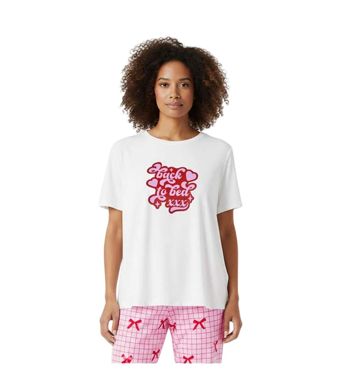 Womens/ladies Back To Bed Pyjama Set Red Urban Threads-1