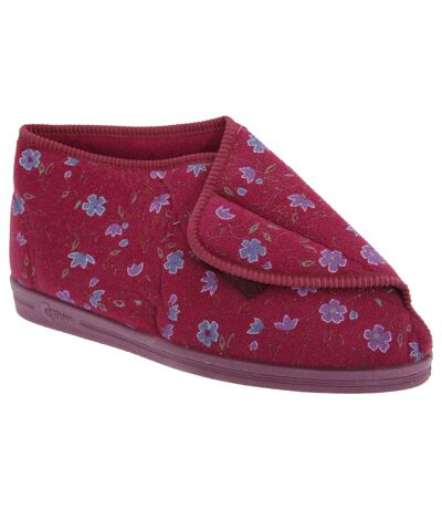 Comfylux Womens/Ladies Andrea Floral Bootee Slippers (Wine) - UTDF505