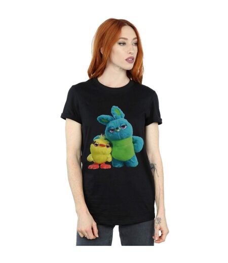 Disney Womens/Ladies Toy Story 4 Ducky And Bunny Cotton Boyfriend T-Shirt (Noir) - UTBI49228