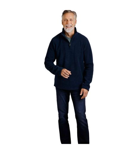 Mens newport ribbed quarter zip fleece top federal blue Weird Fish