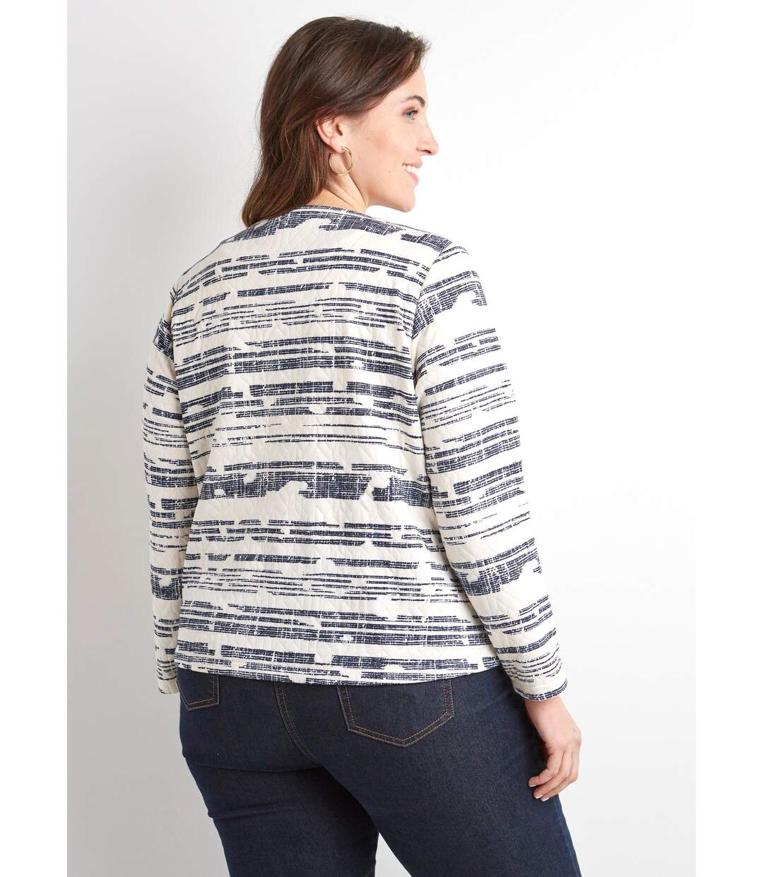Veste courte sans col zippée irisée-2