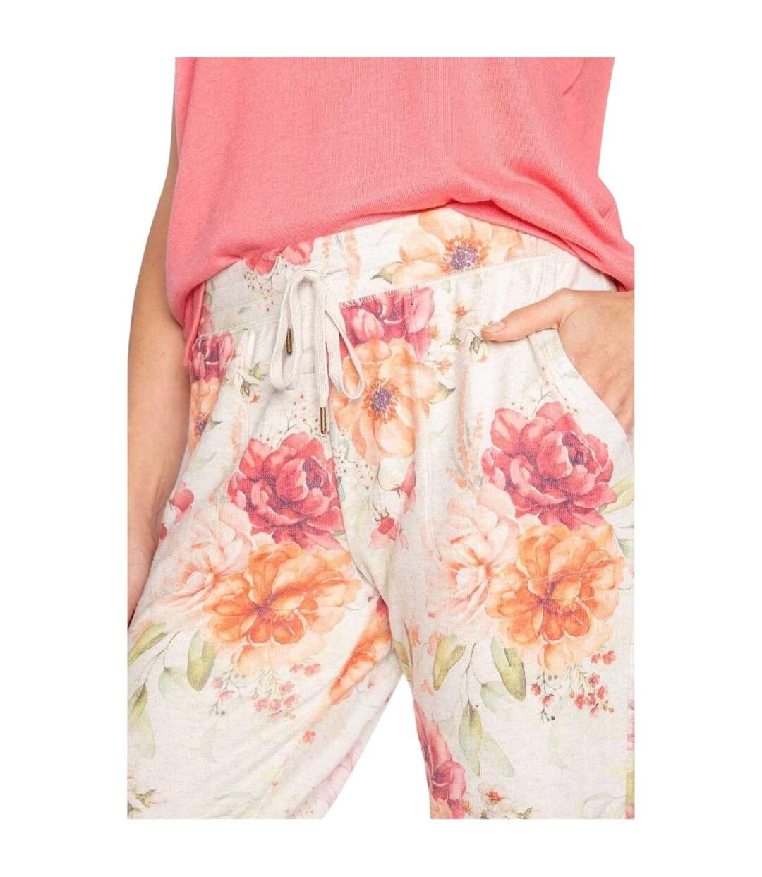 Bas De Pyjama Motif/style Floral Femme Beige PJ Salvage-4