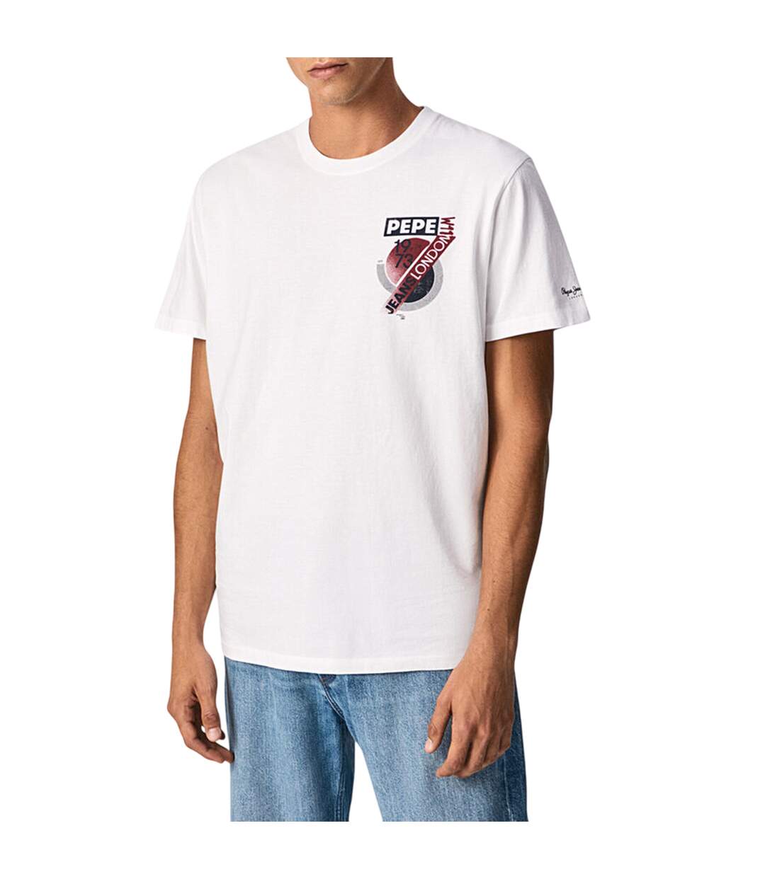 T-shirt Motif/style Logo Dans Cercle Homme Blanc Pepe Jeans-2