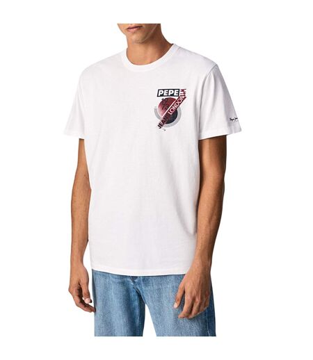T-shirt Motif/style Logo Dans Cercle Homme Blanc Pepe Jeans