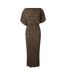 Robe Longue Imprimé Léopard À Cape Femme Marron Never Fully Dressed-1