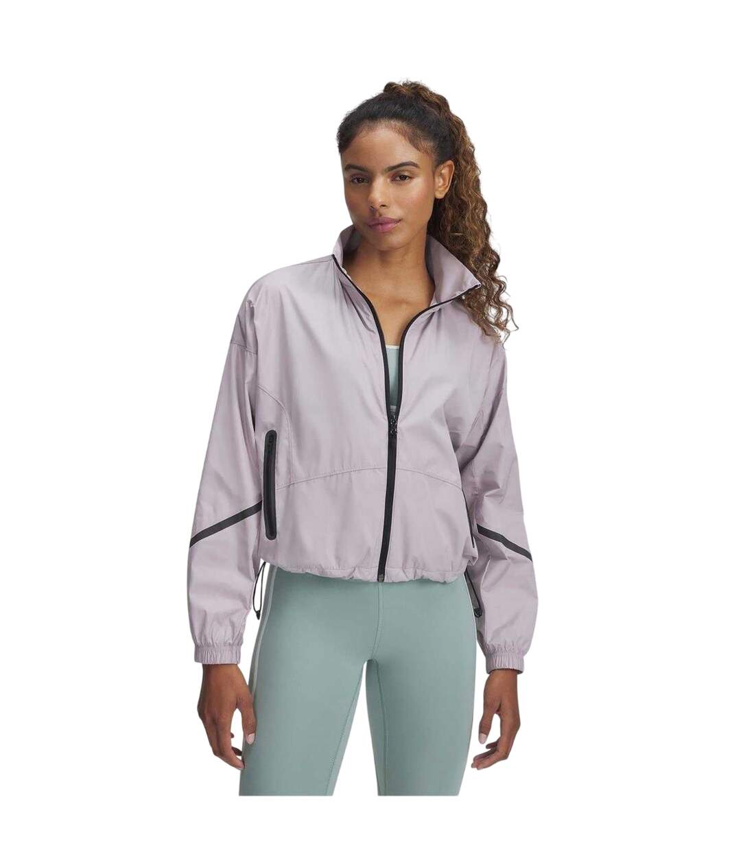 Womens/ladies Woven Performance Drop Shoulder Windbreaker Grey Under Armour-2