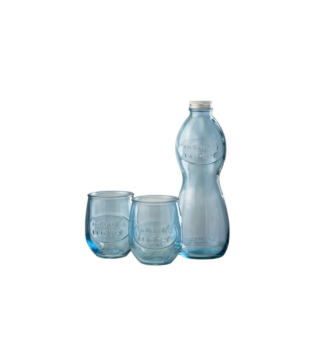 Coffret Bouteille & 2 Verres Natural Water 26cm Bleu-1
