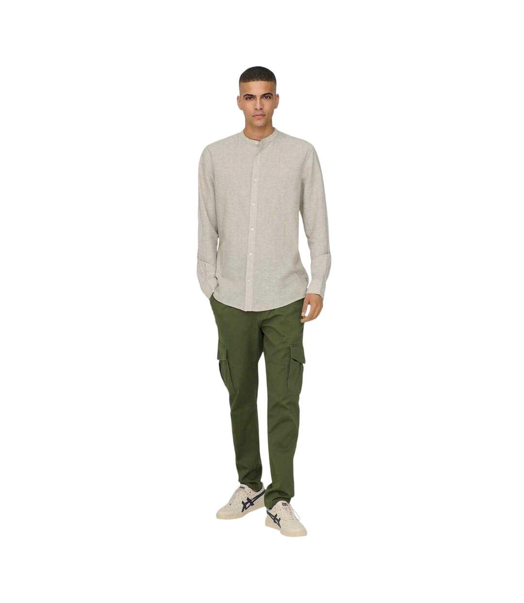 Mens Dean Regular Cargo Trousers Olive Night Only-1