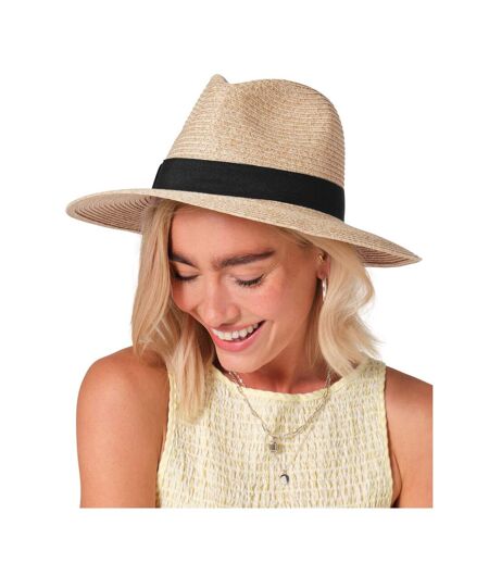 Fédora Motif/style Paille Noir Naturel Beechfield