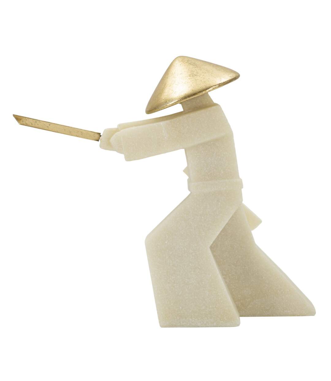 Statuette Déco Samouraï Toku 30cm Blanc & Or-3