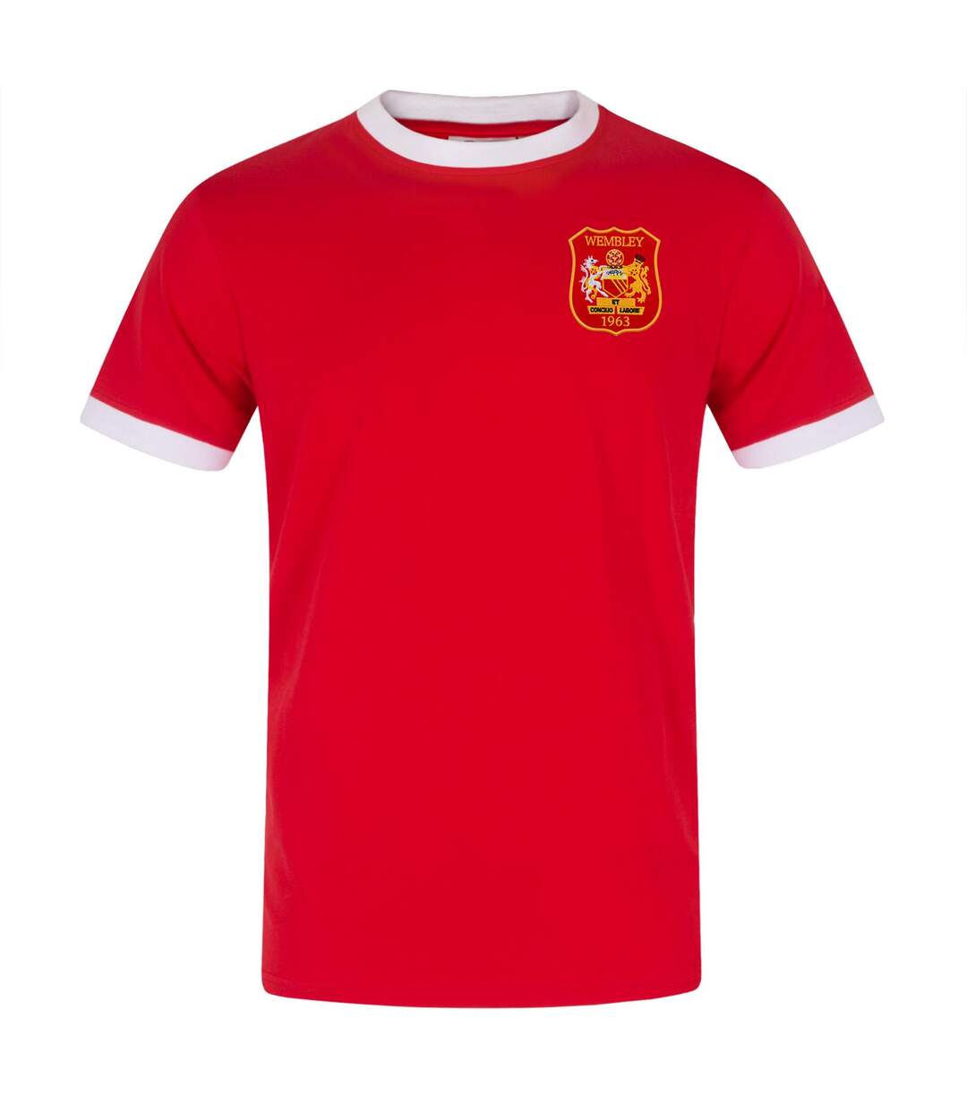 Mens United Wembley 1958 Crest Polyester T-shirt Red Fan Originals-2
