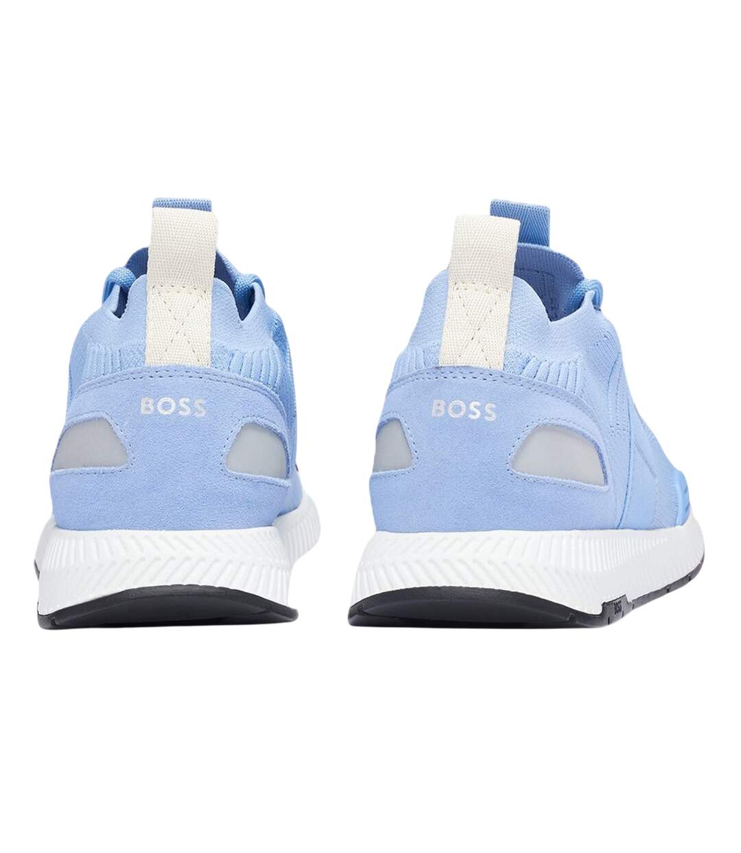 Mens Titanium Logo Knitted Trainers Pastel Blue Boss-2