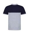 AWDis Just Polos Mens Color Block Polo Shirt (Heather Gray/Oxford Navy) - UTRW7660