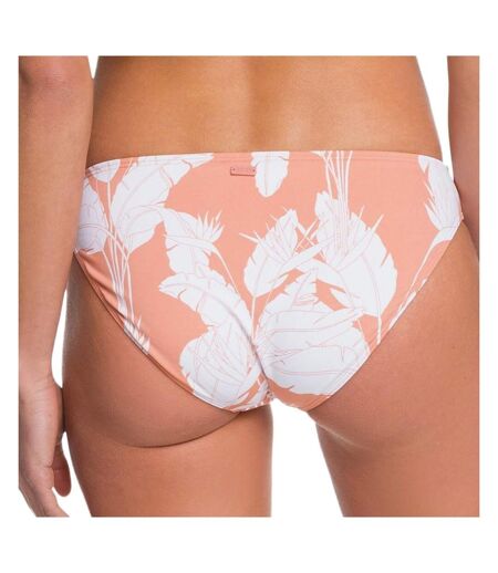 Bas de Bikini Blanc/Corail Femme Roxy Printed Beach Classics - M