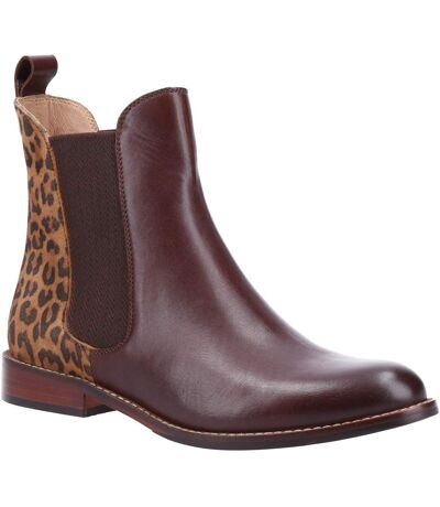 Hush Puppies Womens/Ladies Leopard Print Leather Ankle Boots (Dark Brown) - UTFS8385