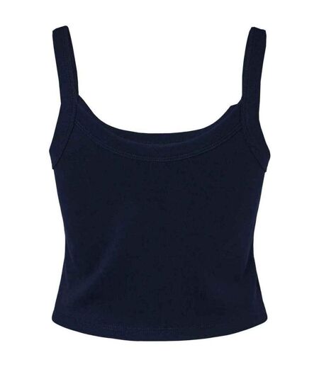 Womens/ladies plain micro-rib spaghetti strap tank top solid navy Bella + Canvas