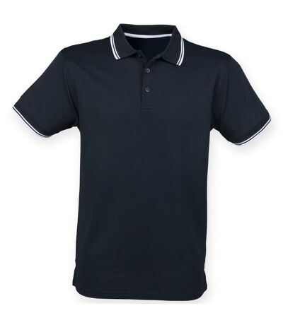 Polo à manches courtes homme bleu marine/blanc Henbury