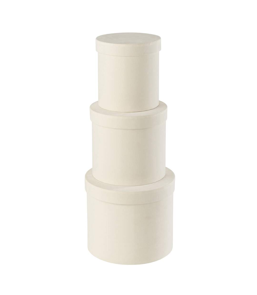 Lot de 3 Boîtes de Rangement Rondes Vaughn 27cm Blanc-2