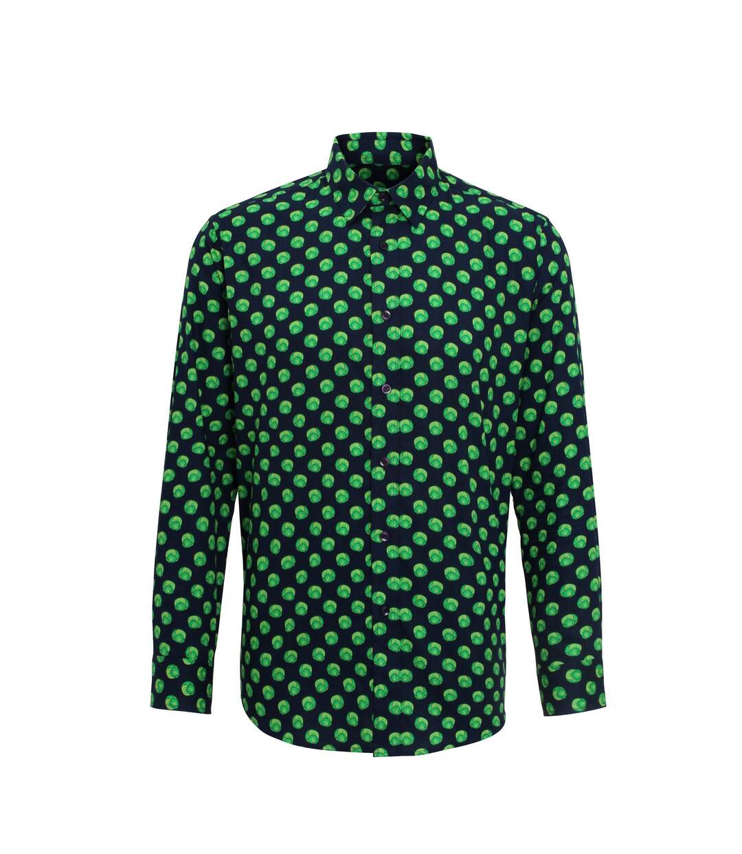 Christmas Shop Mens Long Sleeved Santa Claus/Sprout Patterned Shirt (Sprout/ Navy) - UTRW5194-1