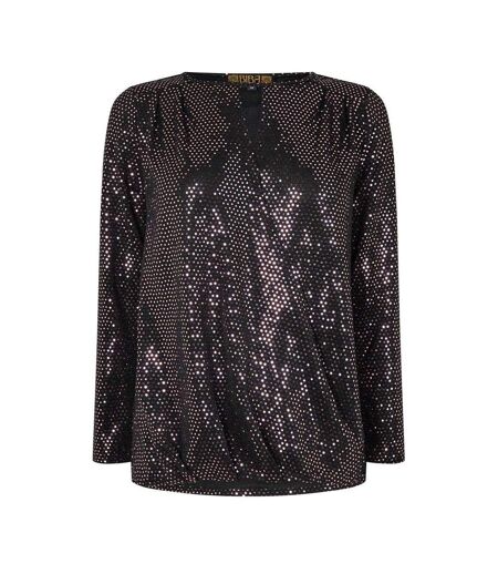 Womens/ladies Sparkle Wrap Top Metallic Biba