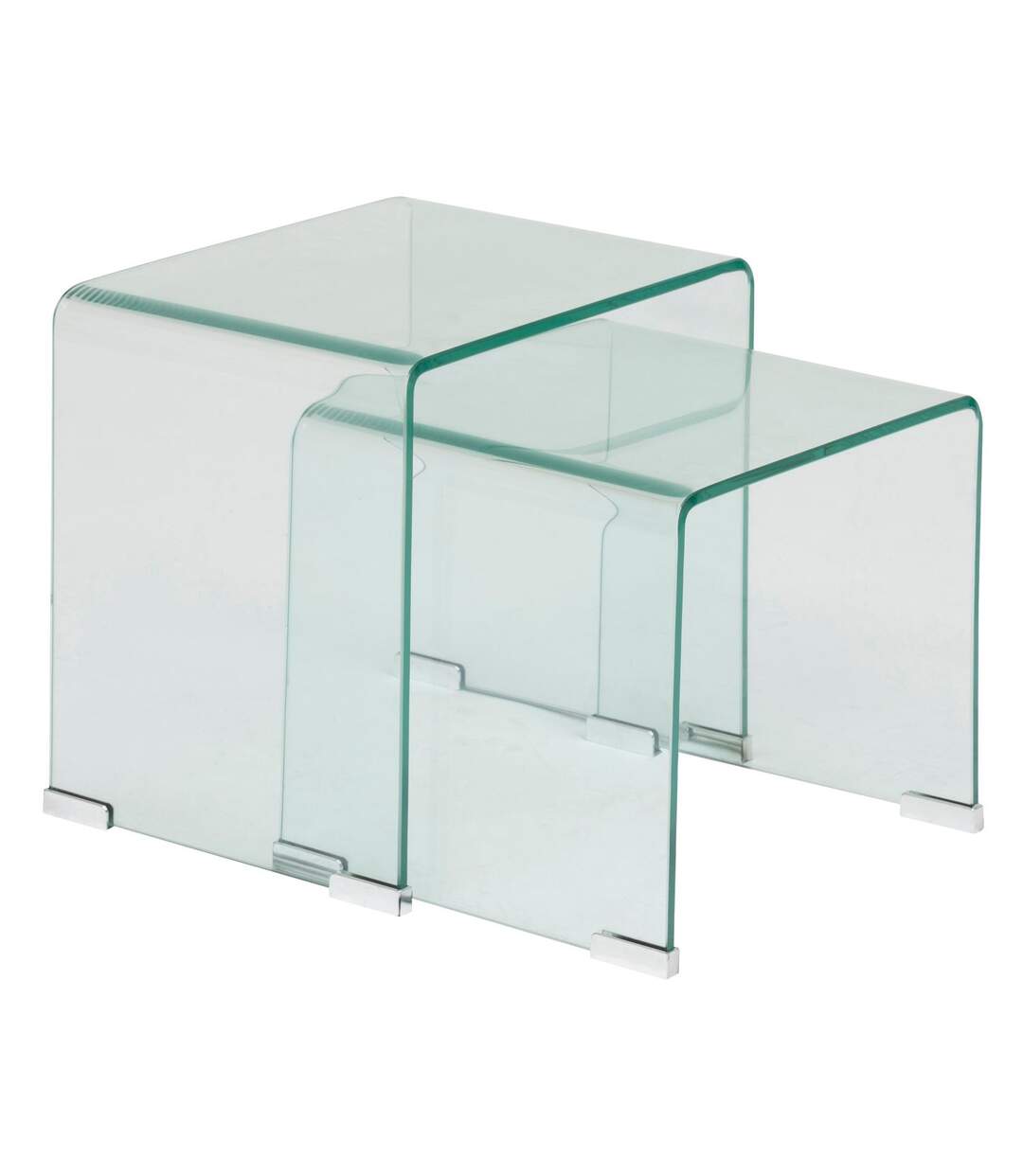 Ensemble de 2 tables café gigognes en verre LENIA - Transparent-1