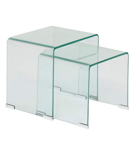Ensemble de 2 tables café gigognes en verre LENIA - Transparent