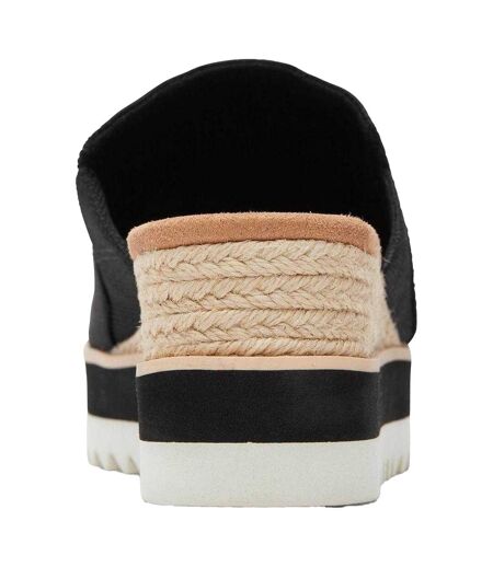 Womens/ladies Diana Open Toe Wedge Mules Black Toms