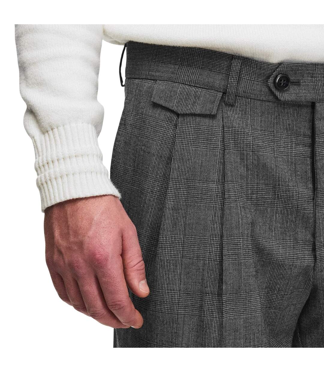 Mens Pleated Trousers Silver Boss-4