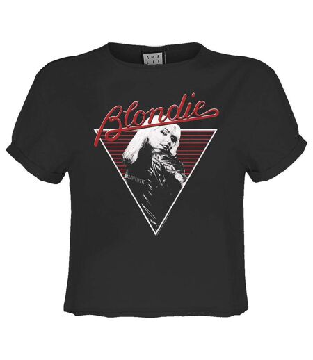 Womens/ladies 74 blondie crop t-shirt charcoal Amplified