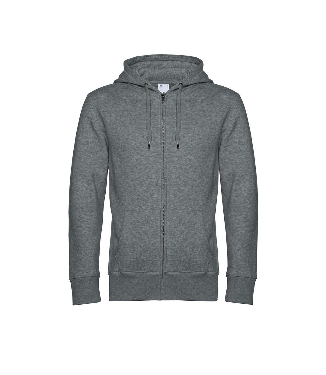Sweat À Capuche Zippé Mens King Gris Foncé Chiné B&C-1