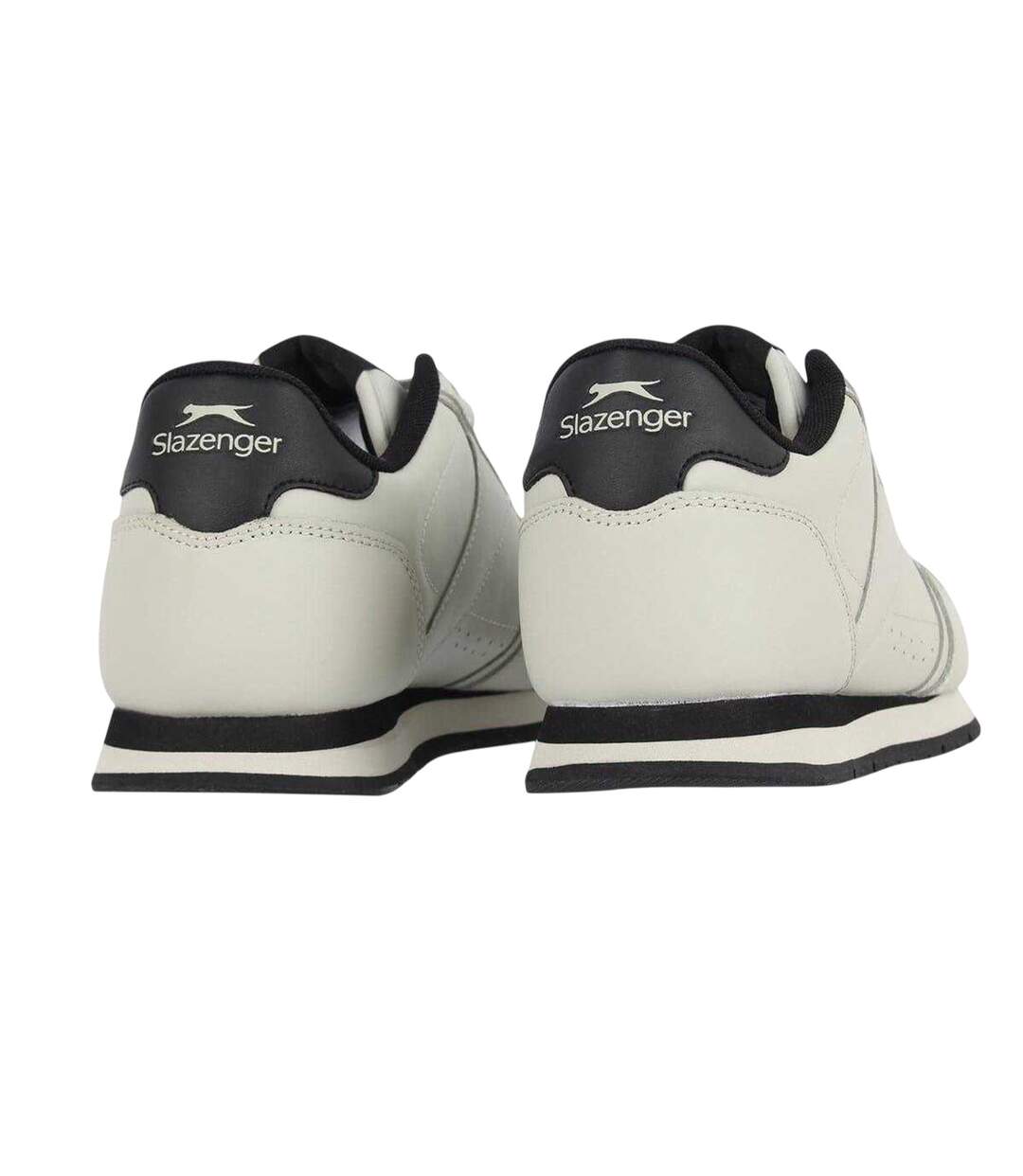 Mens Classic Coated Leather Trainers Chalk Black Slazenger-2