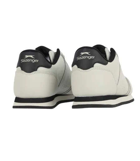 Mens Classic Coated Leather Trainers Chalk Black Slazenger