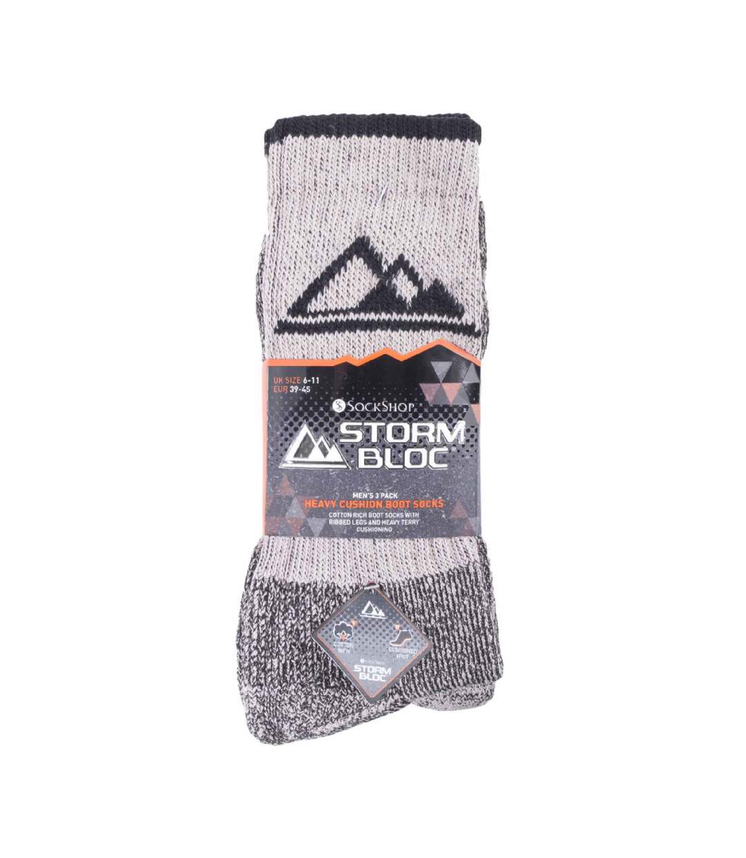 3 Pack Mens Heavy Cushioned Outdoor Cotton Hiking Socks-2