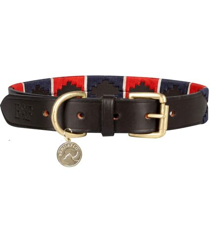 Sublime polo leather dog collar s neckline: 31cm-41cm red/navy/white Benji & Flo