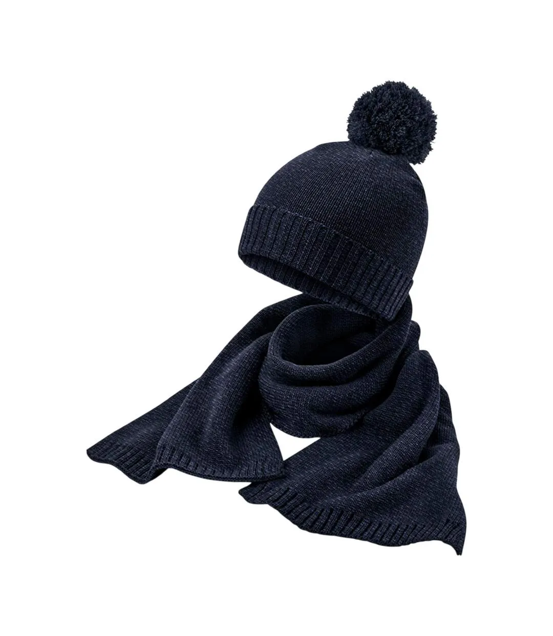 Ensemble Écharpe Et Bonnet Taille Unique Bleu Marine Tacheté Beechfield-2