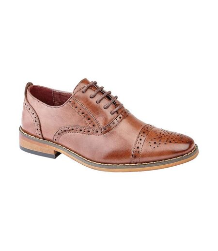 Brogues À Lacets En Cuir À Capuchon Pour Hommes Marron Goor