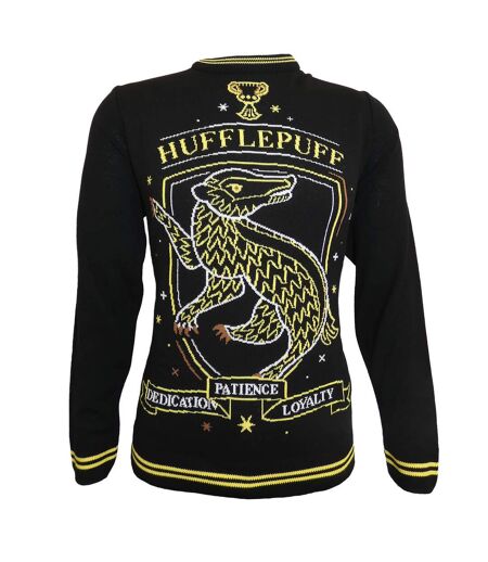 Harry Potter Unisex Adult Hufflepuff Knitted Sweater (Black/Yellow)